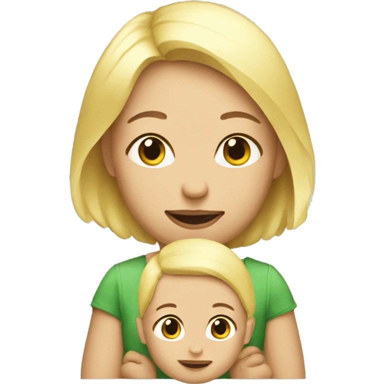 blond woman with blond baby emoji