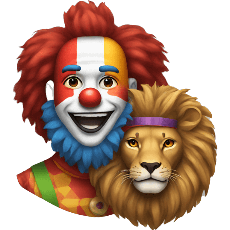 Clown and lion emoji