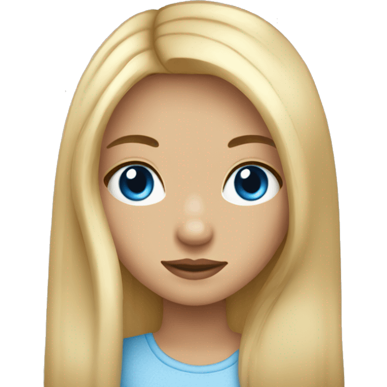 blonde long  straight hair cute girl with blue eyes with freckles emoji