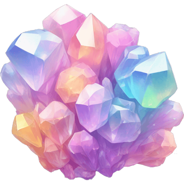 One Pastel iridescent rainbow crystal clusters emoji