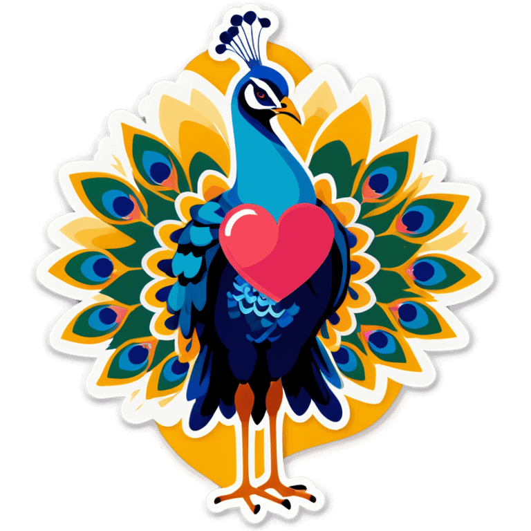 Peacock with heart emoji