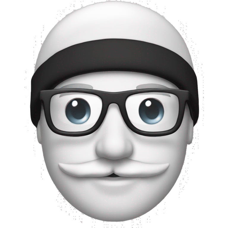 homme blanc sans cheveux avec un bonnet de ski noir des lunettes et une moustache  emoji