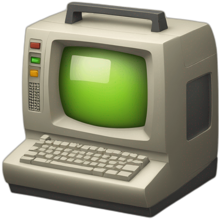 retro computer ; gear bottom left emoji