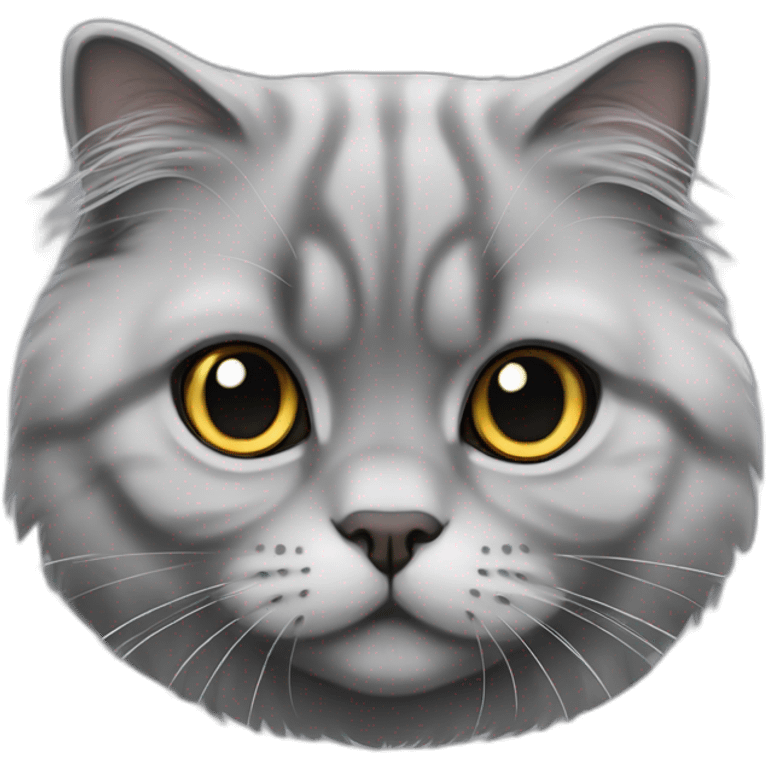 all grey Scottish Fold Cat long hair emoji