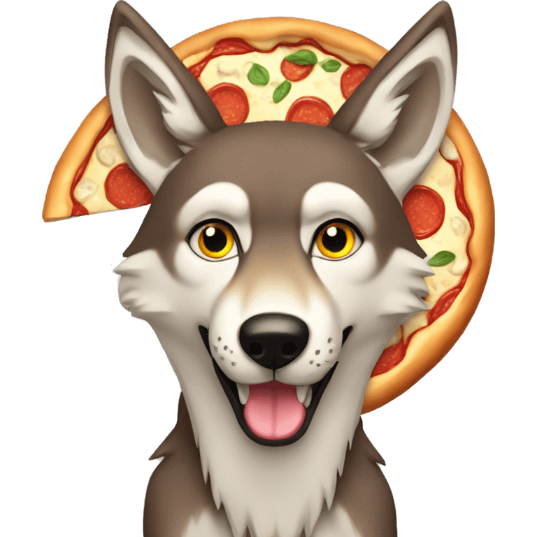 wolf eatting pizza emoji