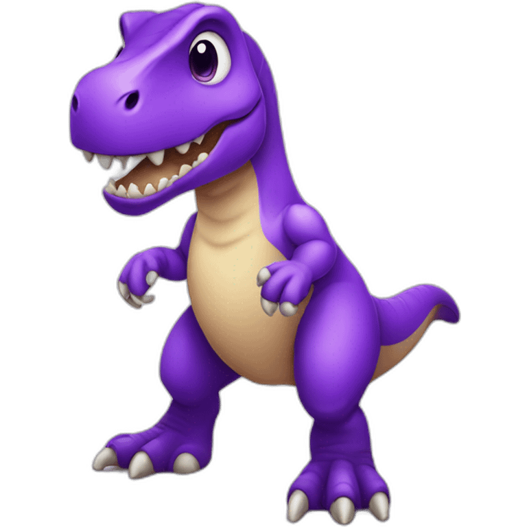 Cute purple t-rex saying "GNIII" emoji