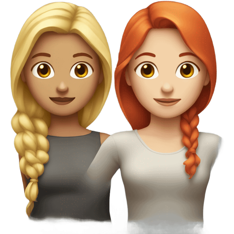 2 girls, white girl with blonde hair and white girl with red hair  emoji