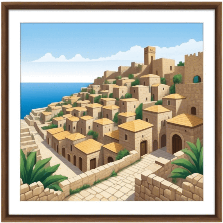 Byblos Old City Landmark Emoji – Portraying the historic stone houses, narrow streets, and Phoenician ruins. emoji