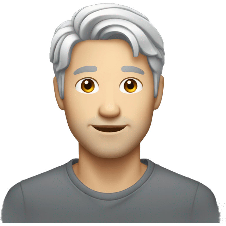 white 30 years old guy with grey hair emoji