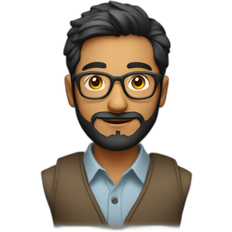 Young indian physics phd student with a short beard and round glasses emoji