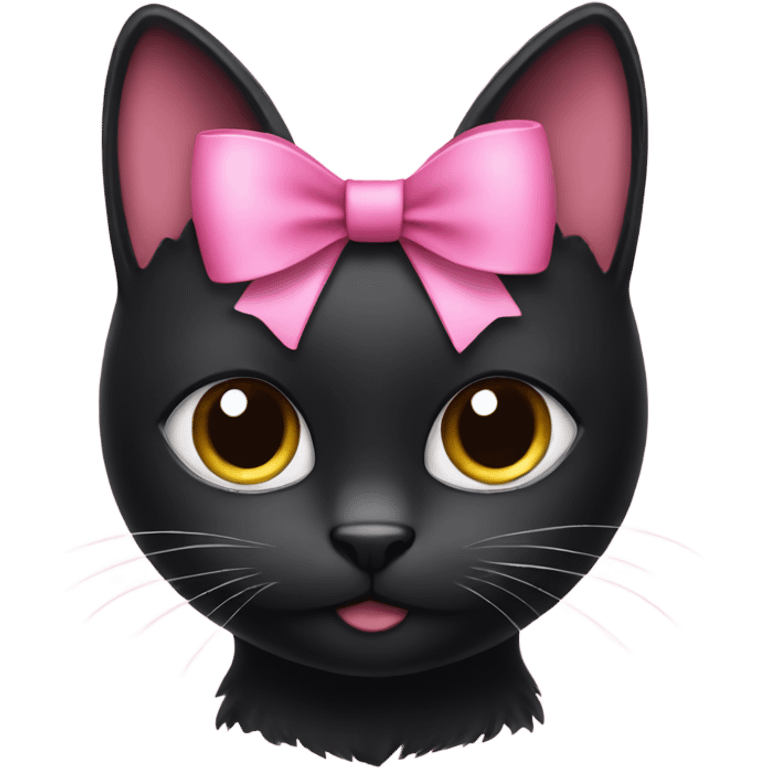 black cat with a pink bow emoji