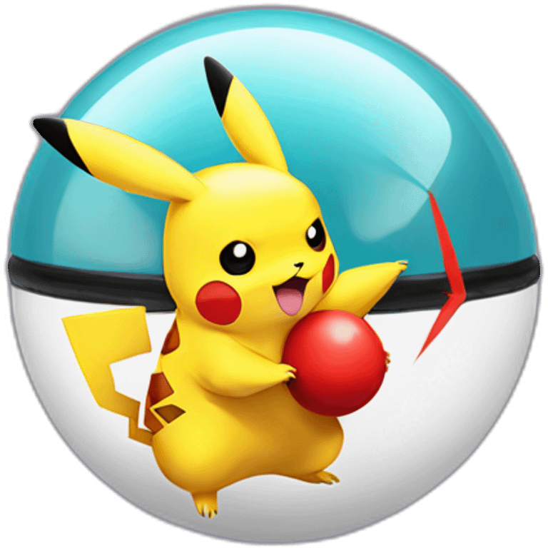 pikachu in an opened poke ball emoji