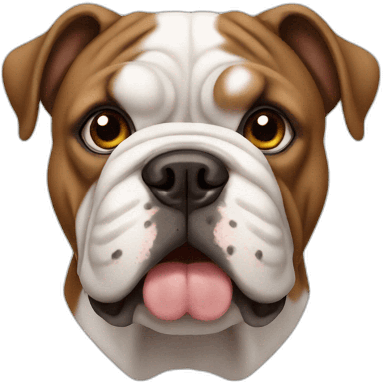 brown and white english bulldog face emoji