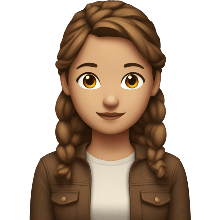 girl with headpones, layered brown hair, brown  emoji