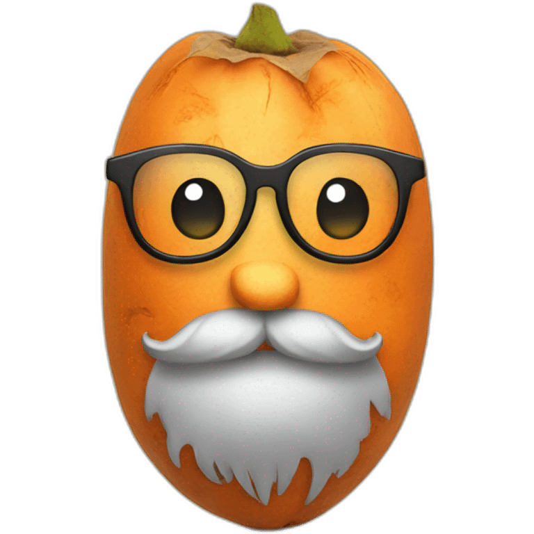 sweet potato with glasses and a beard emoji