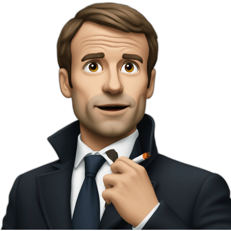 Macron qui fume une cigarette emoji