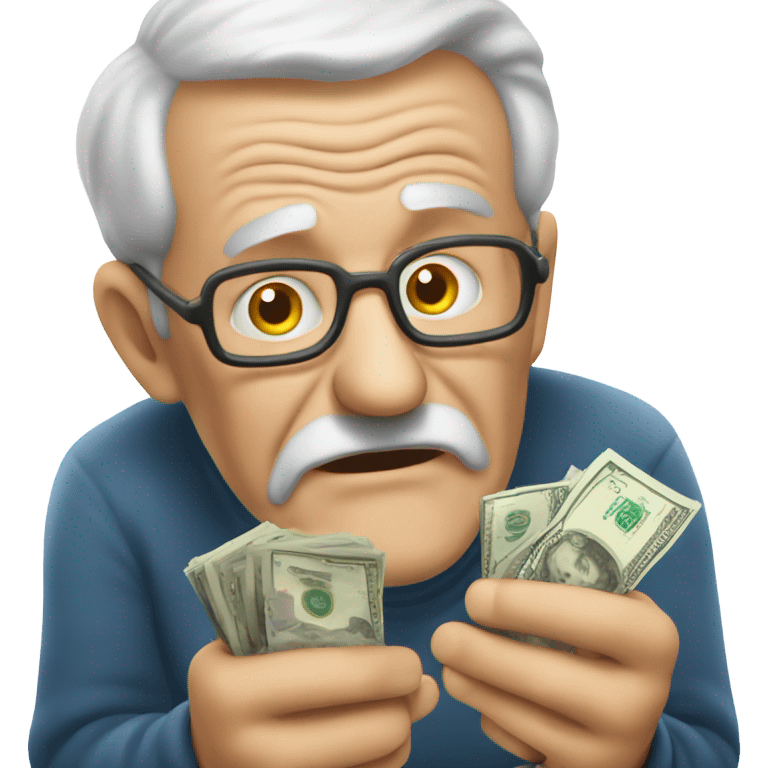 greedy old man seeing money in his both hands emoji