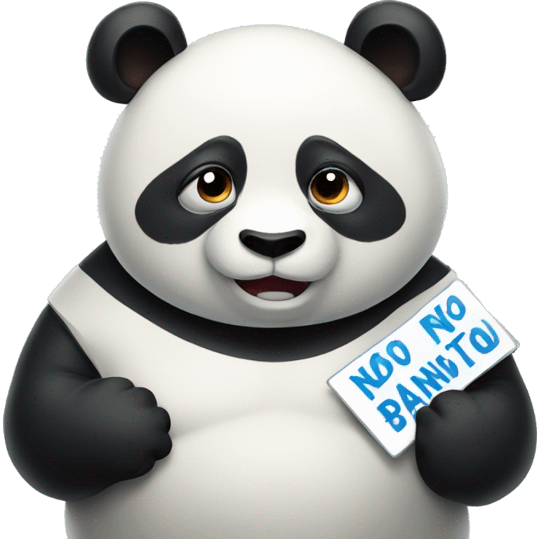 A fat panda holding a sign that says NO emoji