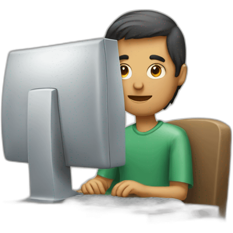 a man behind a computer emoji