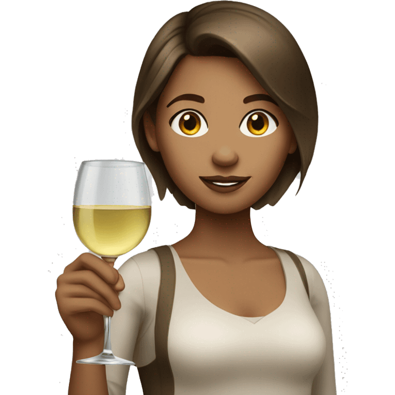 Brown hair girl with white wine emoji