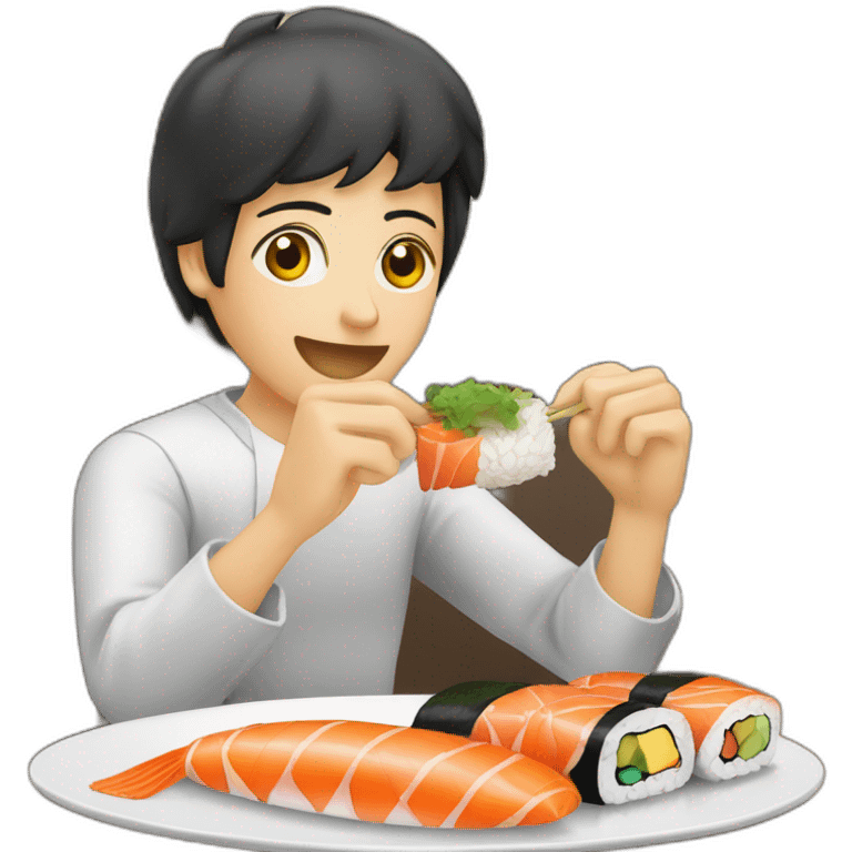 humains en train de manger des sushis emoji