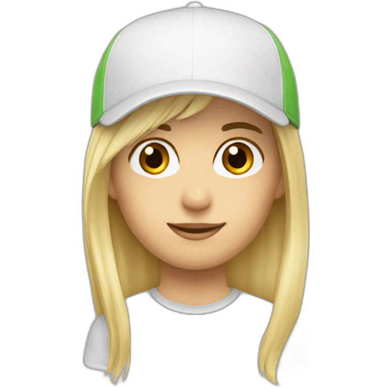 Short blond hear with fischer cap and sport r emoji