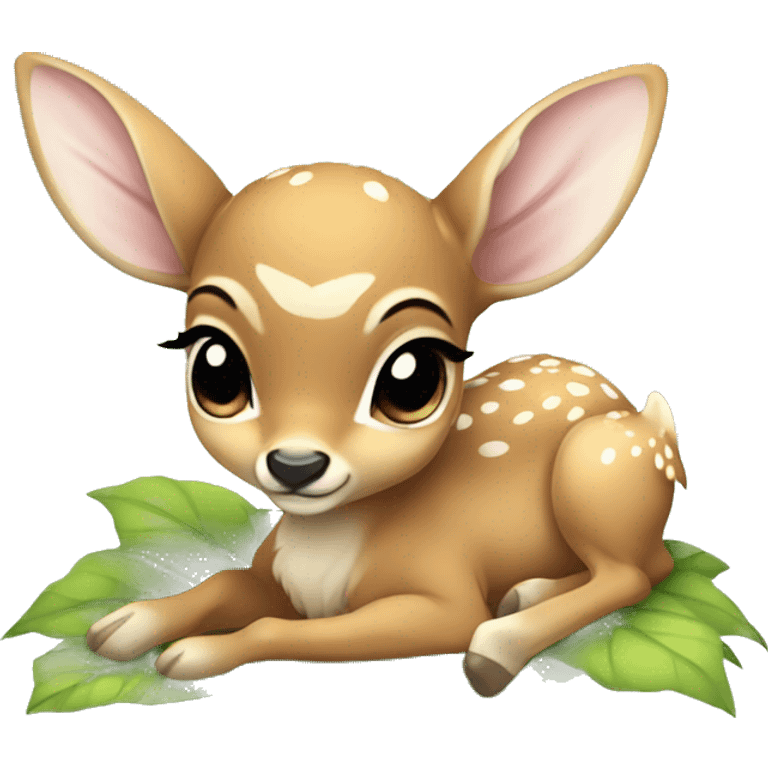 baby deer laying down with fairy wings emoji