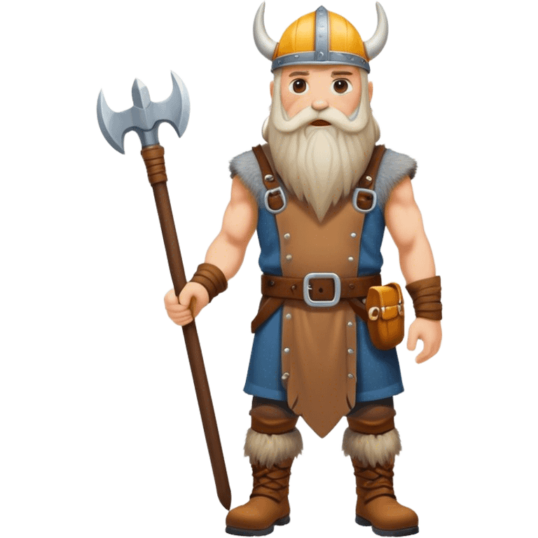 road builder full body as a viking with very long bear to the knees emoji