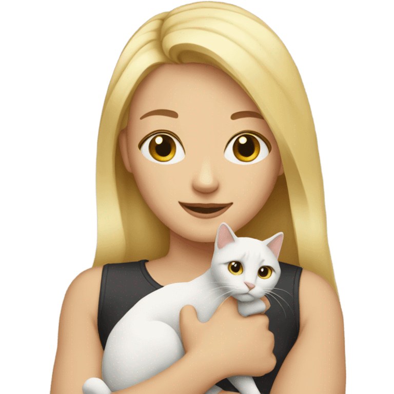 blonde girl with cat  emoji