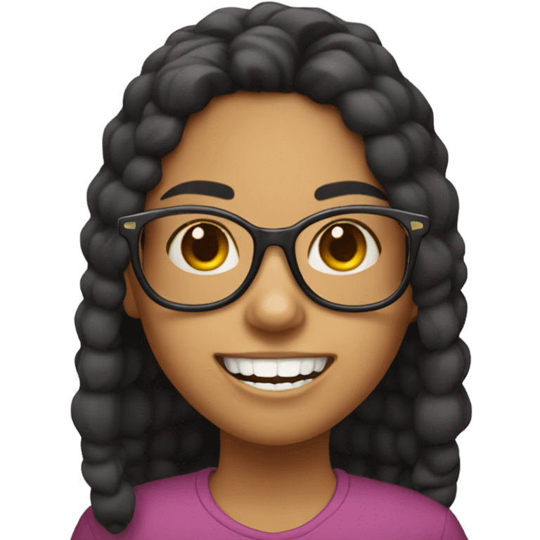 Hispanic girl with big teeth and glasses emoji