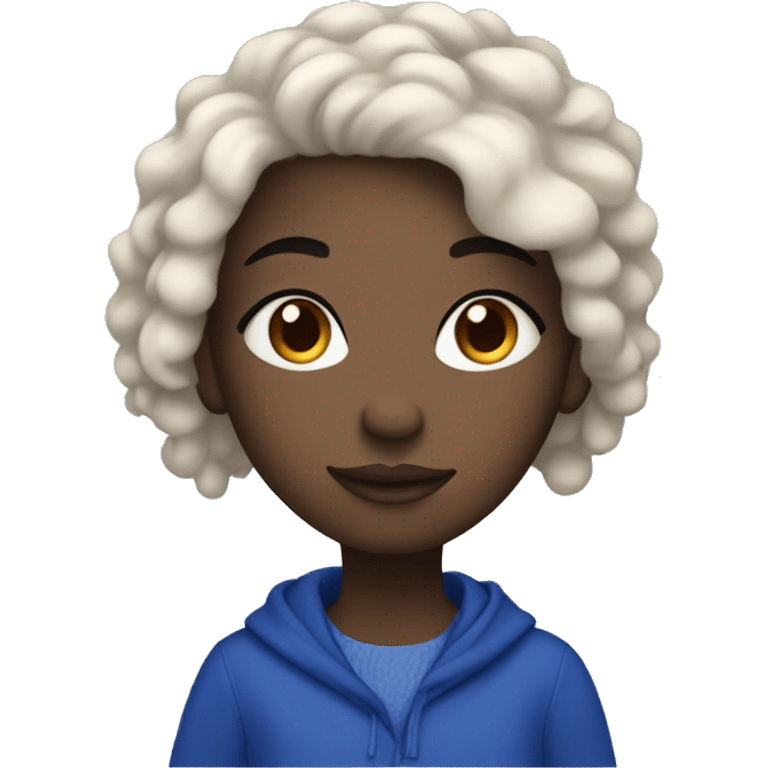 Cozy black girl with royal blue hair  emoji