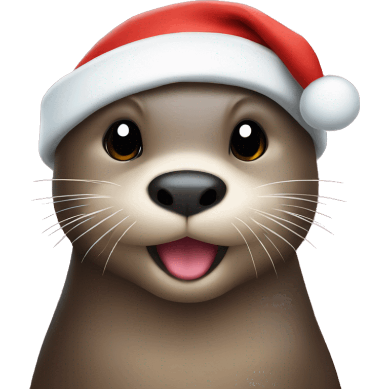 Otter in a Santa hat emoji