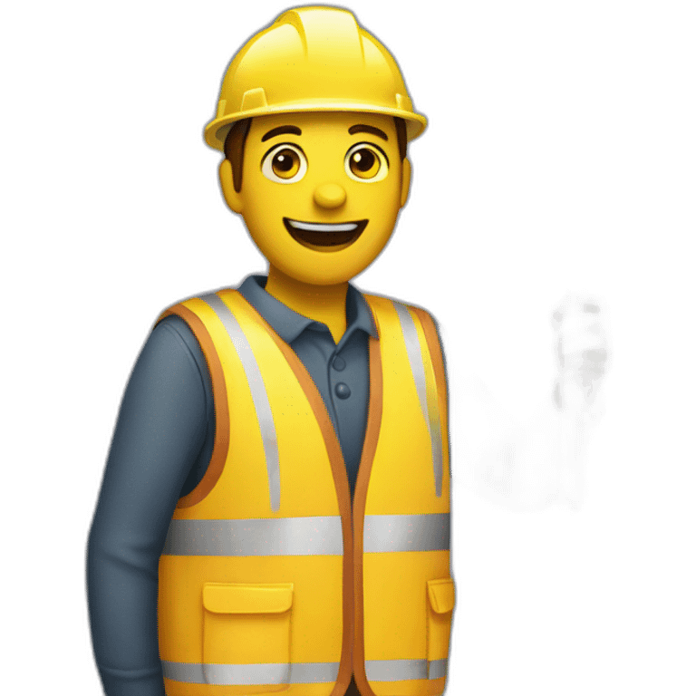 Person wearing a yellow safety vest and holding a sausage on a fork emoji