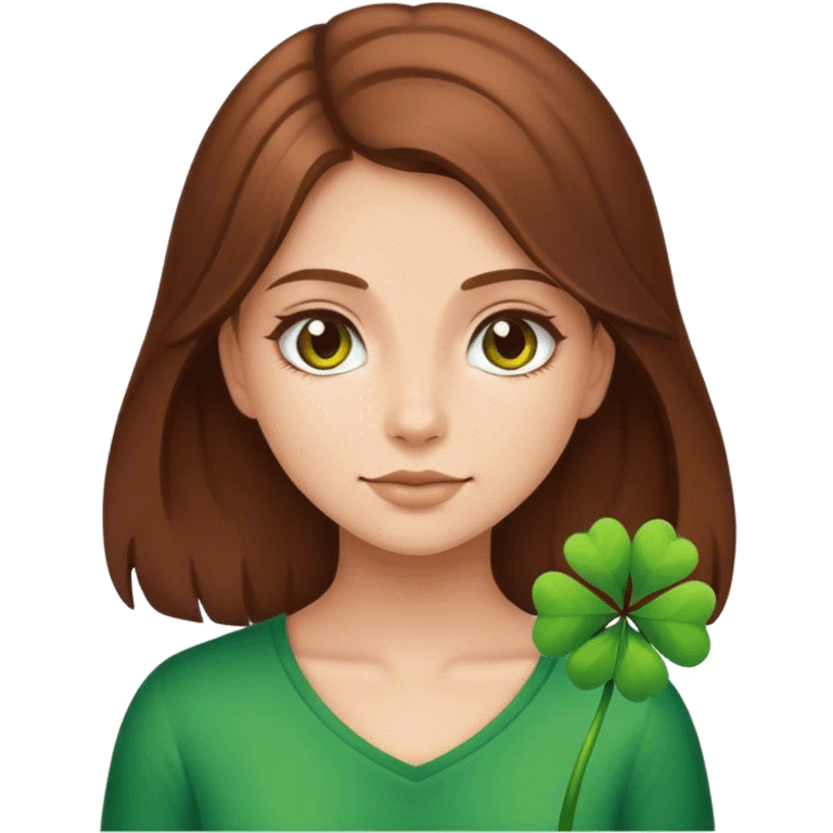 A brown hair girl with clover emoji emoji