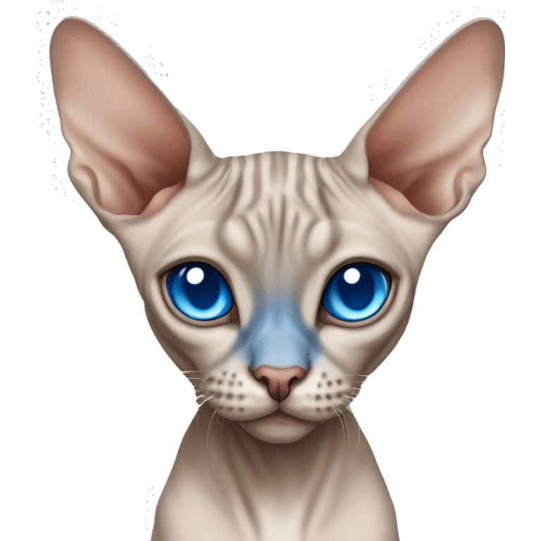 Tabby Sphynx cat with blue eyes  emoji