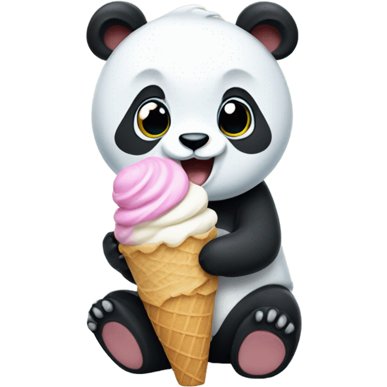 Panda eating ice cream emoji