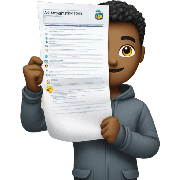 a student holding an application form emoji