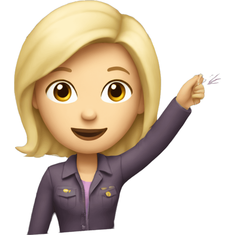 Lady with blonde hair carrying a birthday balloon rising on a plane emoji