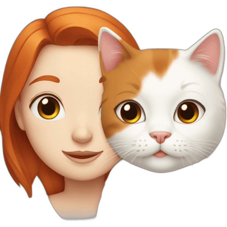 Redhead and White cute cat emoji