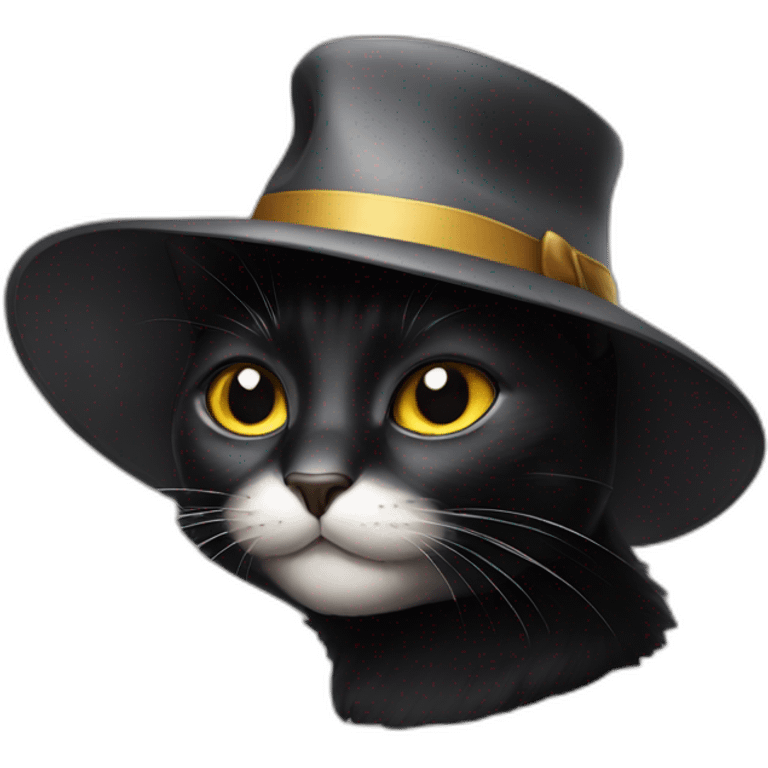 Black cat in a hat emoji