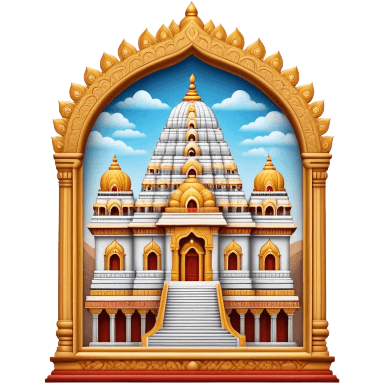 Cinematic Realistic Tirupati Balaji Temple Landmark Emoji, depicted with intricate carvings and spiritual aura rendered with lifelike detail and radiant, divine lighting. emoji