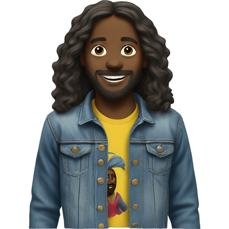 Black Jesus skateboarding with happy face T-shirt and a denim jacket  emoji