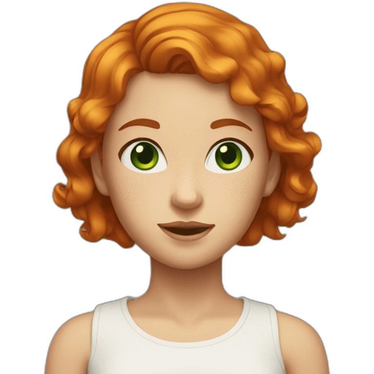 girl with ginger short hair green eyes freckles  emoji