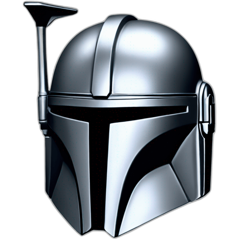 shiny silver mandalorian helmet with black emoji