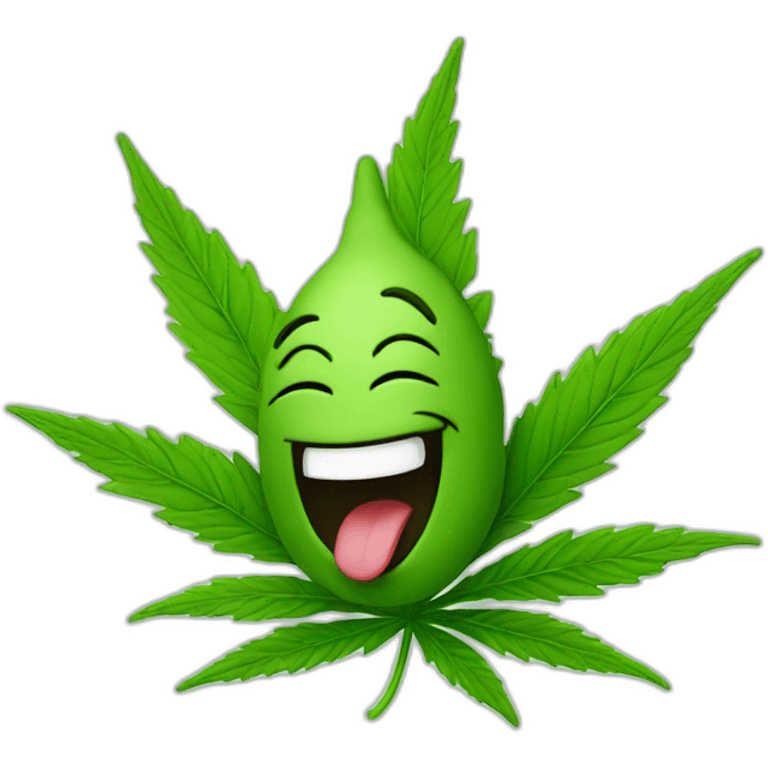 a laughing cannabis leaf emoji