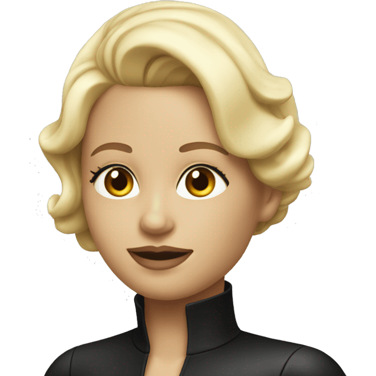 Blonde woman in high neck black latex dress emoji