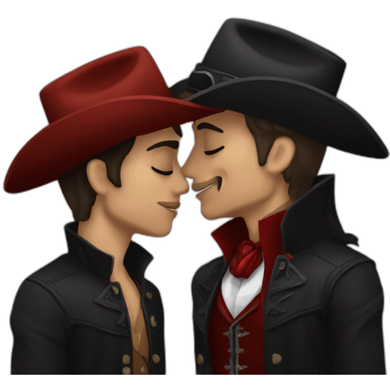 Very developed Cowboy kissing male vampire emoji