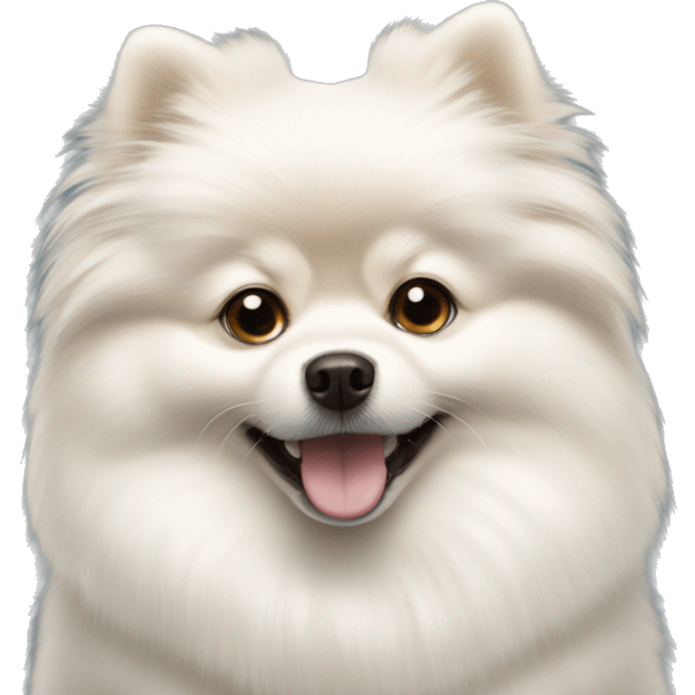 White Pomeranian tilting its head emoji