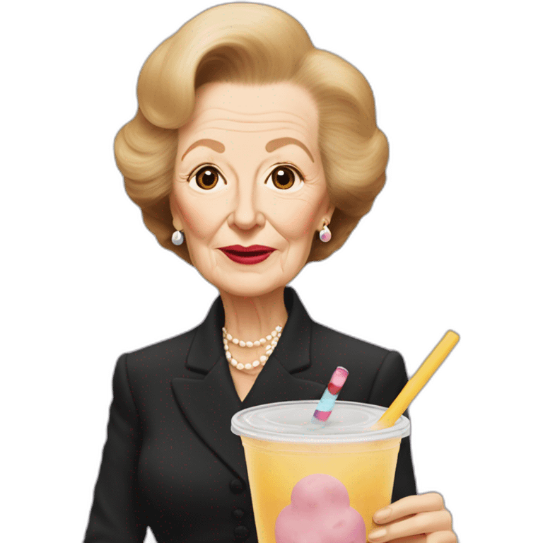 margaret thatcher as bubble tea emoji