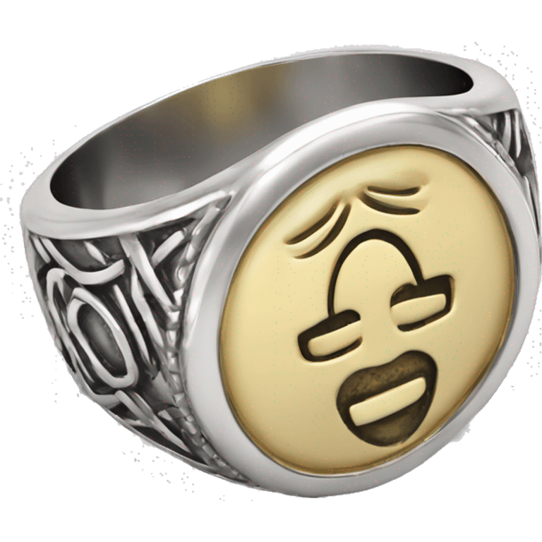 hig detailled HD 4K Silver signet ring emoji